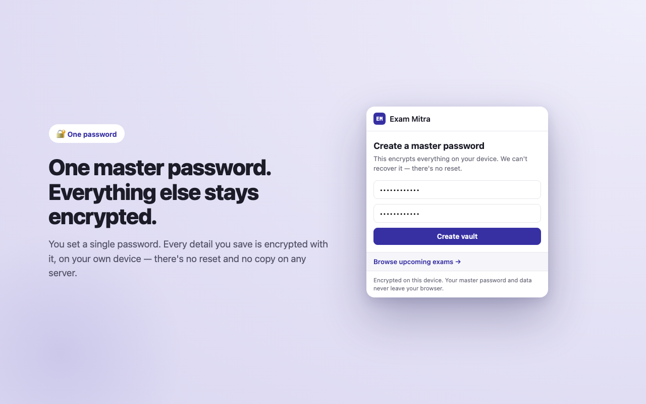 Creating your master password on first run