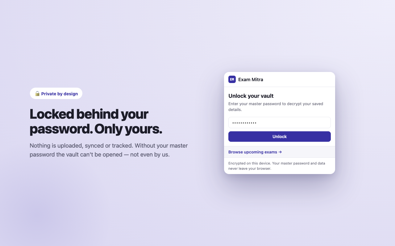 Unlocking the vault with your master password